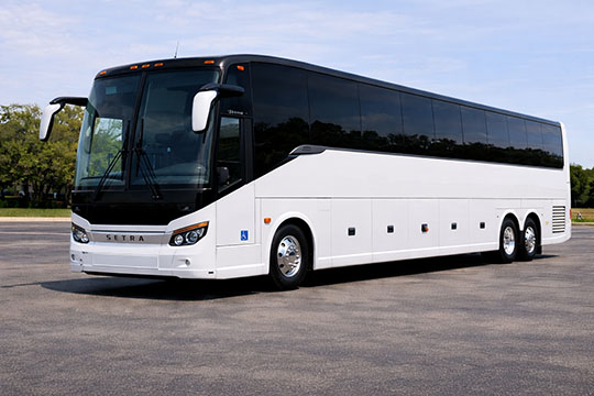 56-passenger charter bus rental Aiken TX